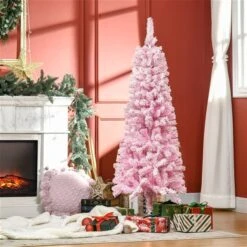 HomCom 5-ft Leg Base Flocked Pink Artificial Christmas Tree -Northlight Paradise 331063417 AlternateImage1 l