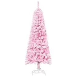 HomCom 5-ft Leg Base Flocked Pink Artificial Christmas Tree -Northlight Paradise 331063417 MainImage 001 l