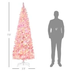 HomCom 7.5-ft Leg Base Flocked Pink Artificial Christmas Tree With LED Lights -Northlight Paradise 331063421 AlternateImage2 l