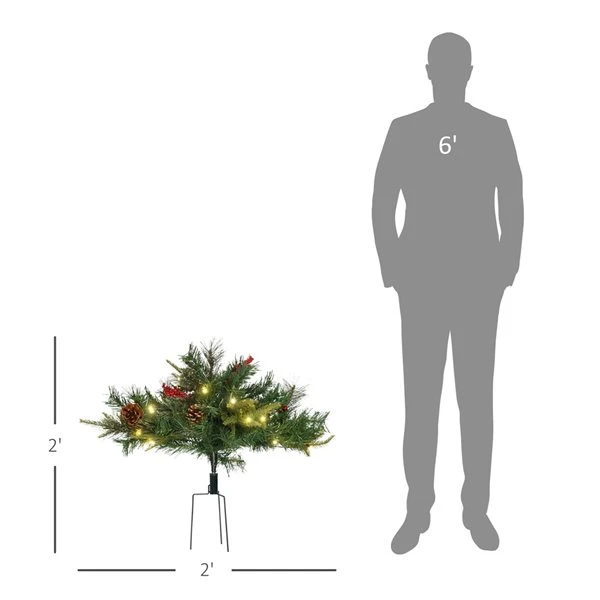 HomCom 1.5-ft Leg Base Green Artificial Christmas Tree With 24 LED Lights - 2-Piece 6 HomCom 1.5-ft Leg Base Green Artificial Christmas Tree With 24 LED Lights - 2-Piece - Image 4