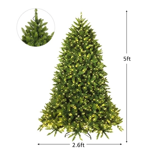 Costway 5-ft Pre-Lit PVC Christmas Fir Tree Hinged 8 Flash Modes 7 Costway 5-ft Pre-Lit PVC Christmas Fir Tree Hinged 8 Flash Modes - Image 5