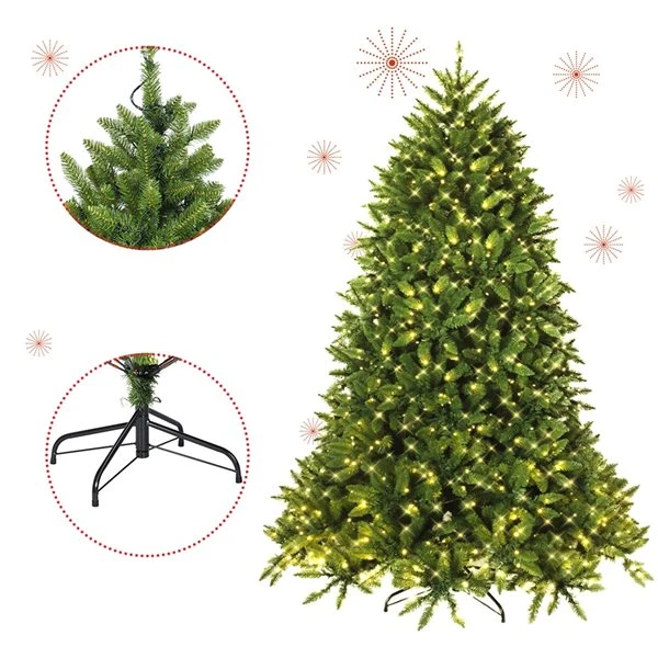 Costway 5-ft Pre-Lit PVC Christmas Fir Tree Hinged 8 Flash Modes 6 Costway 5-ft Pre-Lit PVC Christmas Fir Tree Hinged 8 Flash Modes - Image 4