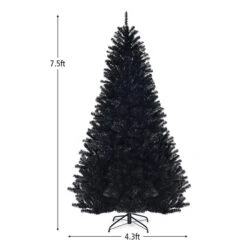 Costway 7.5-ft Hinged Artificial Halloween Christmas Tree Full Tree With Metal Stand In Black