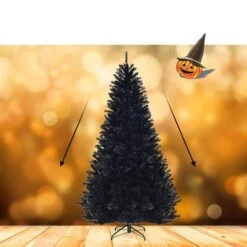 Costway 7.5-ft Hinged Artificial Halloween Christmas Tree Full Tree With Metal Stand In Black -Northlight Paradise 331065156 AlternateImage4 l
