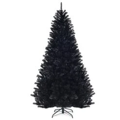Costway 7.5-ft Hinged Artificial Halloween Christmas Tree Full Tree With Metal Stand In Black -Northlight Paradise 331065156 MainImage 001 l