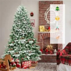 Costway 6.5-ft Pre-Lit Snow Flocked Hinged Artificial Christmas Spruce Tree With 450 Lights -Northlight Paradise 331065161 AlternateImage2 l