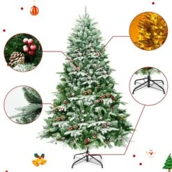Costway 6.5-ft Pre-Lit Snow Flocked Hinged Artificial Christmas Spruce Tree With 450 Lights -Northlight Paradise 331065161 AlternateImage4 l