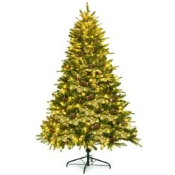 Costway 6.5-ft Pre-Lit Snow Flocked Hinged Artificial Christmas Spruce Tree With 450 Lights -Northlight Paradise 331065161 MainImage 001 l