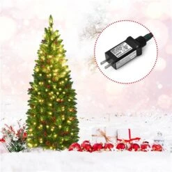 Costway 4.5-ft Pre-Lit Hinged Pencil Christmas Tree With Pine Cones Red Berries And 150 Lights 9 Costway 4.5-ft Pre-Lit Hinged Pencil Christmas Tree With Pine Cones Red Berries And 150 Lights -Northlight Paradise 331065162 AlternateImage3 l