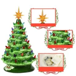 Costway 15-in Pre-Lit Hand-Painted Ceramic Tabletop Green Christmas Tree -Northlight Paradise 331065163 AlternateImage2 l