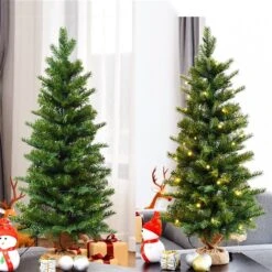 Costway 3-ft Pre-Lit Spruce Tabletop Christmas Tree Battery Operated With Lights And Timer -Northlight Paradise 331065167 AlternateImage4 l