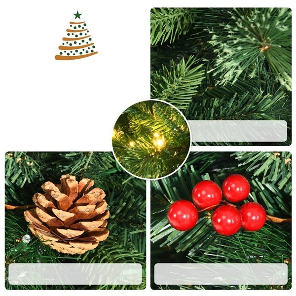 Costway 8-ft Pre-Lit Hinged Artificial Christmas Tree With Pine Cones And Red Berries 6 Costway 8-ft Pre-Lit Hinged Artificial Christmas Tree With Pine Cones And Red Berries - Image 4