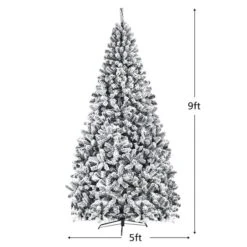 Costway 9-ft Premium Snow Flocked Hinged Artificial Christmas Tree Unlit With Metal Stand -Northlight Paradise 331065169 AlternateImage1 l