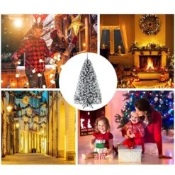 Costway 9-ft Premium Snow Flocked Hinged Artificial Christmas Tree Unlit With Metal Stand -Northlight Paradise 331065169 AlternateImage3 l