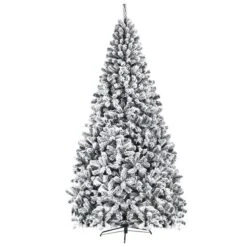 Costway 9-ft Premium Snow Flocked Hinged Artificial Christmas Tree Unlit With Metal Stand -Northlight Paradise 331065169 MainImage 001 l