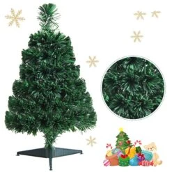 Costway 2-ft Pre-Lit Fibre Optic PVC Artificial Christmas Tree Tabletop With Stand