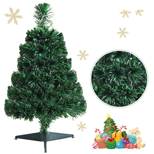 Costway 2-ft Pre-Lit Fibre Optic PVC Artificial Christmas Tree Tabletop With Stand 3 Costway 2-ft Pre-Lit Fibre Optic PVC Artificial Christmas Tree Tabletop With Stand