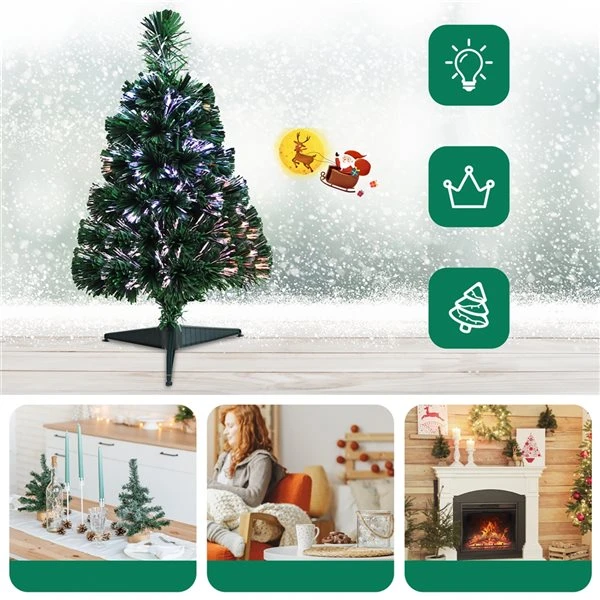 Costway 2-ft Pre-Lit Fibre Optic PVC Artificial Christmas Tree Tabletop With Stand 6 Costway 2-ft Pre-Lit Fibre Optic PVC Artificial Christmas Tree Tabletop With Stand - Image 4