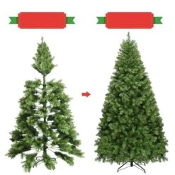 Costway 8-ft Pre-Lit Artificial PVC Christmas Tree Spruce Hinged With 880 LED Lights And Stand