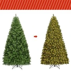Costway 8-ft Pre-Lit Artificial PVC Christmas Tree Spruce Hinged With 880 LED Lights And Stand -Northlight Paradise 331065173 AlternateImage3 l