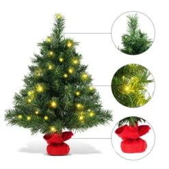 Costway 24-in Pre-Lit Tabletop Fir Artifical Christmas Tree Battery Operated With Led Lights -Northlight Paradise 331065180 AlternateImage2 l
