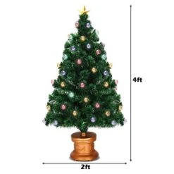 Costway 4-ft Pre-Lit Fibre Optical Firework Christmas Tree With Ornaments And Gold Top Star -Northlight Paradise 331065181 AlternateImage1 l