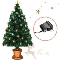 Costway 4-ft Pre-Lit Fibre Optical Firework Christmas Tree With Ornaments And Gold Top Star -Northlight Paradise 331065181 AlternateImage2 l