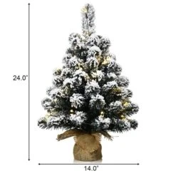 Costway 24-in Pre-Lit Snow Flocked Tabletop Christmas Tree Decor With 30 LED Lights And Timer