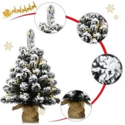 Costway 24-in Pre-Lit Snow Flocked Tabletop Christmas Tree Decor With 30 LED Lights And Timer -Northlight Paradise 331065184 AlternateImage2 l