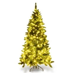 Costway 6-ft Pre-Lit PVC Artificial Half Christmas Tree 8 Flash Modes With 250 LED Lights