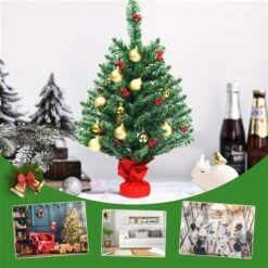 Costway 24-ft Pre-Lit Tabletop Christmas Tree Battery Operated PVC With Ornaments And Lights