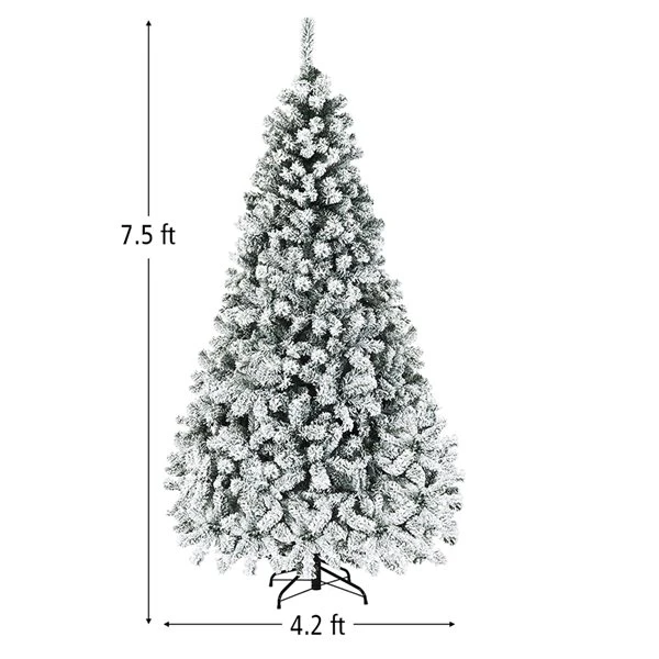 Costway 7.5-ft Pre-Lit Premium Snow Flocked Hinged Artificial Christmas Tree With 450 Light 5 Costway 7.5-ft Pre-Lit Premium Snow Flocked Hinged Artificial Christmas Tree With 450 Light - Image 3