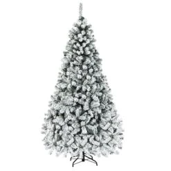 Costway 7.5-ft Pre-Lit Premium Snow Flocked Hinged Artificial Christmas Tree With 450 Light