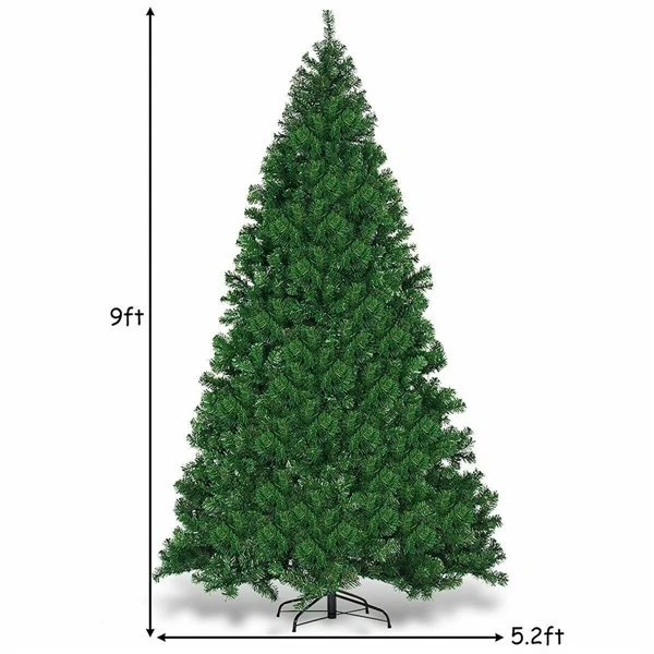 Costway 9-ft Pre-Lit PVC Artificial Christmas Tree Hinged With 700 LED Lights And Stand In Green 6 Costway 9-ft Pre-Lit PVC Artificial Christmas Tree Hinged With 700 LED Lights And Stand In Green - Image 4