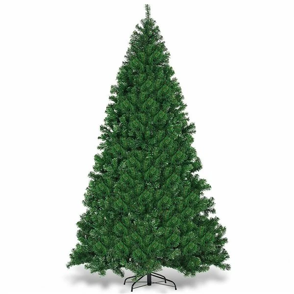 Costway 9-ft Pre-Lit PVC Artificial Christmas Tree Hinged With 700 LED Lights And Stand In Green 4 Costway 9-ft Pre-Lit PVC Artificial Christmas Tree Hinged With 700 LED Lights And Stand In Green - Image 2