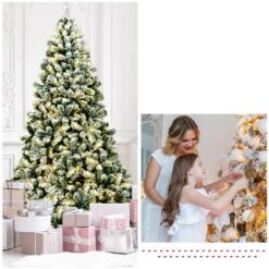 Costway 7.5-ft Pre-Lit Premium Snow Flocked Hinged Artificial Christmas Tree With 550 Lights -Northlight Paradise 331065195 AlternateImage3 l