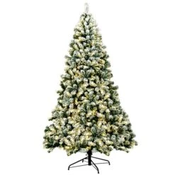 Costway 7.5-ft Pre-Lit Premium Snow Flocked Hinged Artificial Christmas Tree With 550 Lights -Northlight Paradise 331065195 MainImage 001 l
