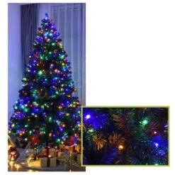Costway 7.5-ft Pre-Lit Artificial Christmas Tree Hinged With 550 Multicolour Lights And Stand