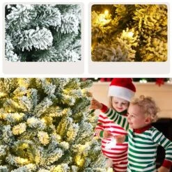 Costway 6-ft Pre-Lit Snow Flocked Hinged Christmas Tree With 928 Tips And Metal Stand 11 Costway 6-ft Pre-Lit Snow Flocked Hinged Christmas Tree With 928 Tips And Metal Stand -Northlight Paradise 331065198 AlternateImage2 l