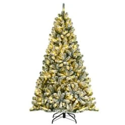 Costway 6-ft Pre-Lit Snow Flocked Hinged Christmas Tree With 928 Tips And Metal Stand 9 Costway 6-ft Pre-Lit Snow Flocked Hinged Christmas Tree With 928 Tips And Metal Stand -Northlight Paradise 331065198 MainImage 001 l