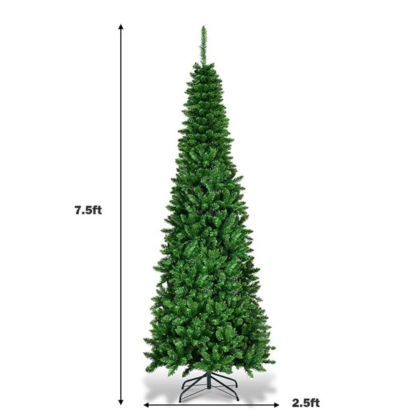 Costway 7.5-ft Pre-Lit Hinged Pencil Christmas Tree 350 White Lights 5 Costway 7.5-ft Pre-Lit Hinged Pencil Christmas Tree 350 White Lights - Image 3