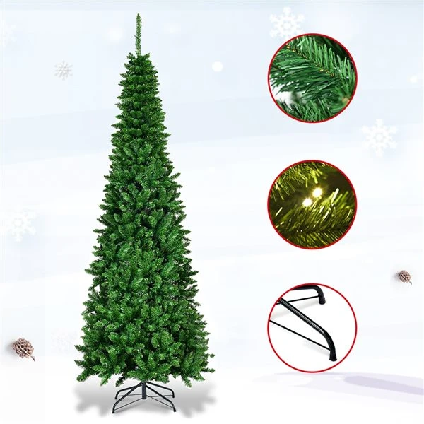 Costway 7.5-ft Pre-Lit Hinged Pencil Christmas Tree 350 White Lights 3 Costway 7.5-ft Pre-Lit Hinged Pencil Christmas Tree 350 White Lights