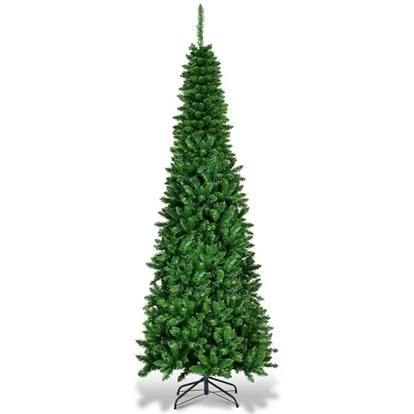 Costway 7.5-ft Pre-Lit Hinged Pencil Christmas Tree 350 White Lights 7 Costway 7.5-ft Pre-Lit Hinged Pencil Christmas Tree 350 White Lights - Image 5