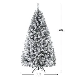Costway 6-ft Premium Snow Flocked Hinged Artificial Christmas Tree Unlit With Metal Stand -Northlight Paradise 331065200 AlternateImage1 l