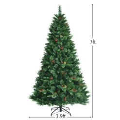 Costway 7-ft Pre-Lit Hinged Artificial Christmas Tree With Pine Cones And Red Berries -Northlight Paradise 331065203 AlternateImage1 l
