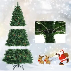Costway 7-ft Pre-Lit Hinged Artificial Christmas Tree With Pine Cones And Red Berries -Northlight Paradise 331065203 AlternateImage2 l
