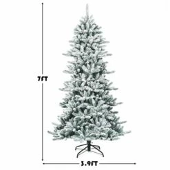 Costway 7-ft Premium Hinged Snow Flocked Slim Artificial Christmas Fir Tree With Pine Cones 9 Costway 7-ft Premium Hinged Snow Flocked Slim Artificial Christmas Fir Tree With Pine Cones -Northlight Paradise 331065204 AlternateImage1 l