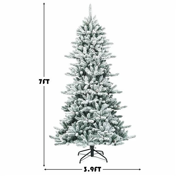 Costway 7-ft Premium Hinged Snow Flocked Slim Artificial Christmas Fir Tree With Pine Cones 5 Costway 7-ft Premium Hinged Snow Flocked Slim Artificial Christmas Fir Tree With Pine Cones - Image 3