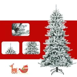 Costway 7-ft Premium Hinged Snow Flocked Slim Artificial Christmas Fir Tree With Pine Cones 11 Costway 7-ft Premium Hinged Snow Flocked Slim Artificial Christmas Fir Tree With Pine Cones -Northlight Paradise 331065204 AlternateImage2 l
