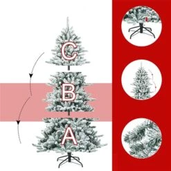 Costway 7-ft Premium Hinged Snow Flocked Slim Artificial Christmas Fir Tree With Pine Cones